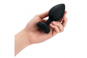 Черная вибропробка Vibrating Jewel Plug XXL - 12 см.