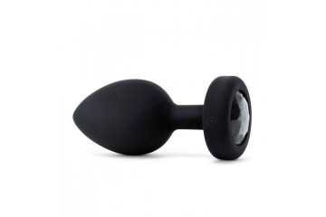 Черная вибропробка Vibrating Jewel Plug XXL - 12 см.