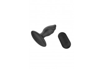 Черная анальная вибропробка Angelina Remote Rotating Plug - 14 см.