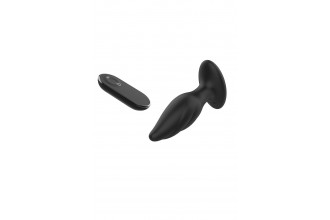Черная анальная вибропробка Angelina Remote Rotating Plug - 14 см.