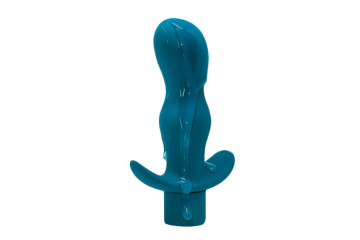 Бирюзовая анальная пробка с вибрацией Satisfaction - 11,5 см.