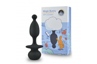 Черная анальная пробка с белым хвостиком Magic Bunny