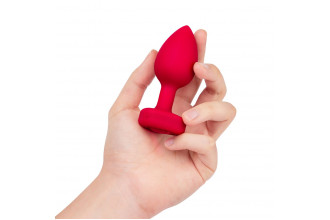 Красный анальный плаг с кристаллом-сердцем Vibrating Heart Shape Jewel Plug M-L