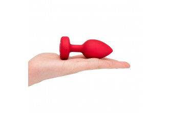 Красный анальный плаг с кристаллом-сердцем Vibrating Heart Shape Jewel Plug M-L