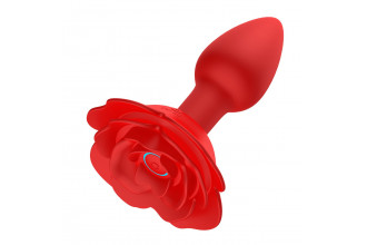 Красный анальный вибростимулятор в форме розы