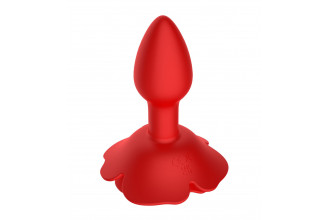 Красный анальный вибростимулятор в форме розы