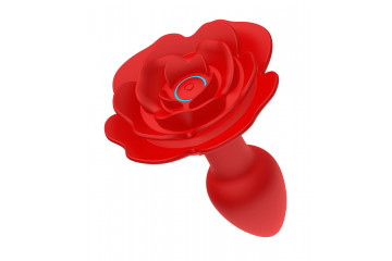 Красный анальный вибростимулятор в форме розы