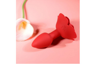 Красный анальный вибростимулятор в форме розы
