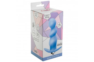 Голубая фигурная анальная вибропробка Spiral Anal Plug - 12 см.