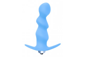 Голубая фигурная анальная вибропробка Spiral Anal Plug - 12 см.