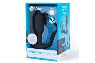 Черная анальная вибропробка с эрекционным кольцом Vibrating Snug & Tug M