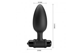 Черная анальная пробка с вибропулей - 11,8 см.