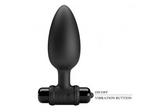 Черная анальная пробка с вибропулей - 11,8 см.
