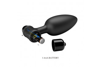 Черная анальная пробка с вибропулей - 11,8 см.