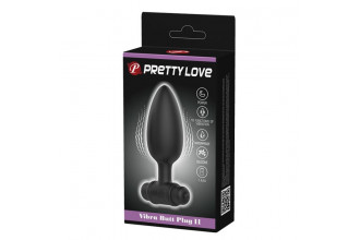 Черная анальная пробка с вибропулей - 11,8 см.