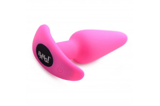 Розовая анальная вибропробка с пультом ДУ 21X Remote Control Vibrating Silicone Butt Plug - 10,4 см.