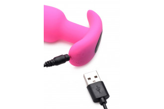 Розовая анальная вибропробка с пультом ДУ 21X Remote Control Vibrating Silicone Butt Plug - 10,4 см.