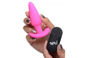 Розовая анальная вибропробка с пультом ДУ 21X Remote Control Vibrating Silicone Butt Plug - 10,4 см.