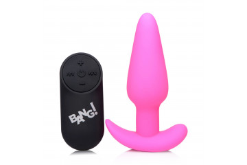 Розовая анальная вибропробка с пультом ДУ 21X Remote Control Vibrating Silicone Butt Plug - 10,4 см.