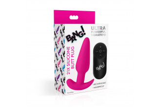 Розовая анальная вибропробка с пультом ДУ 21X Remote Control Vibrating Silicone Butt Plug - 10,4 см.