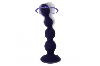 Фиолетовые анальные бусы с вибрацией и вращением Pleasure Orbit - 17,8 см.