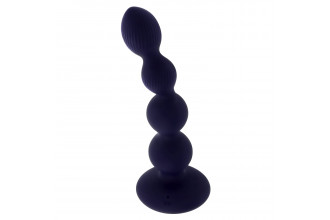 Фиолетовые анальные бусы с вибрацией и вращением Pleasure Orbit - 17,8 см.
