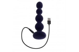 Фиолетовые анальные бусы с вибрацией и вращением Pleasure Orbit - 17,8 см.