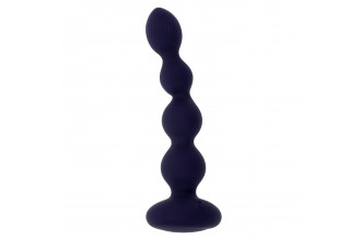 Фиолетовые анальные бусы с вибрацией и вращением Pleasure Orbit - 17,8 см.