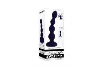 Фиолетовые анальные бусы с вибрацией и вращением Pleasure Orbit - 17,8 см.