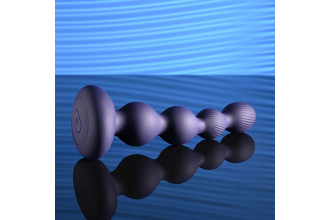 Фиолетовые анальные бусы с вибрацией и вращением Pleasure Orbit - 17,8 см.