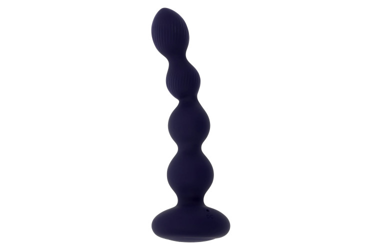 Фиолетовые анальные бусы с вибрацией и вращением Pleasure Orbit - 17,8 см.