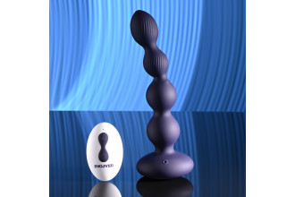 Фиолетовые анальные бусы с вибрацией и вращением Pleasure Orbit - 17,8 см.