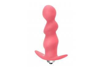 Розовая фигурная анальная вибропробка Spiral Anal Plug - 12 см.