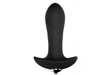 Черный анальный вибромассажер с круглым кончиком