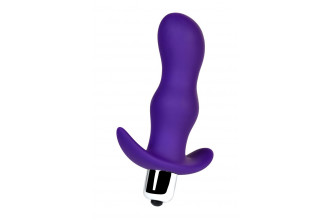 Фиолетовая изогнутая анальная вибропробка - 11,2 см.