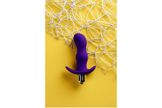 Фиолетовая изогнутая анальная вибропробка - 11,2 см.