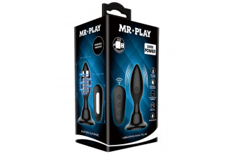 Черная анальная вибропробка с пультом Mr.Play - 10,8 см.
