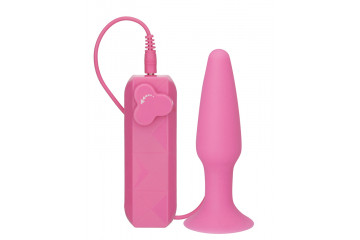 Розовая вибровтулка с выносным пультом управления - 11,4 см.