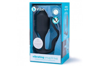 Черная анальная вибропробка с эрекционным кольцом Vibrating Snug & Tug XL