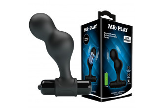 Черная анальная пробка с вибрацией Silicone Vibrating Anal Plug - 10 см.