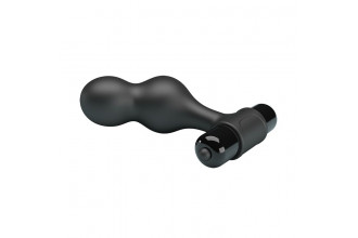 Черная анальная пробка с вибрацией Silicone Vibrating Anal Plug - 10 см.