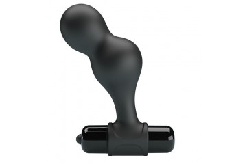 Черная анальная пробка с вибрацией Silicone Vibrating Anal Plug - 10 см.