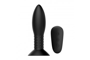 Черный анальный стимулятор с вибрацией - 13 см.