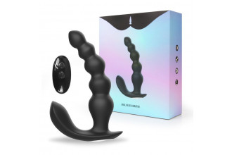 Черная анальная виброёлочка Anal Bead Vibrator с пультом ДУ