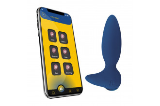 Синий анальный вибратор Little Rocket II + APP
