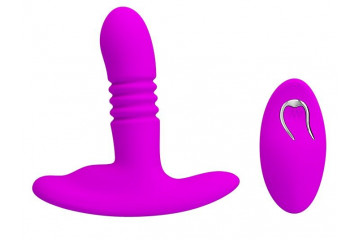 Лиловый анальный вибростимулятор Heather с пультом ДУ - 12,3 см.