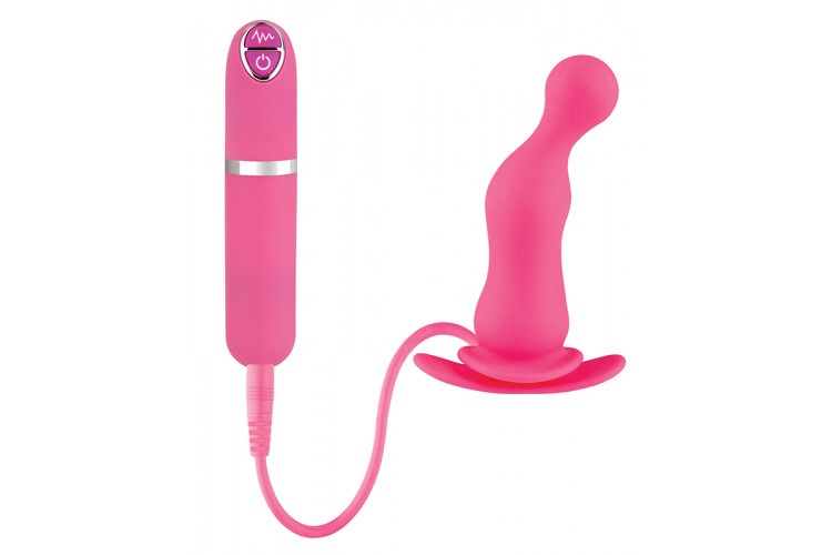 Розовая вибровтулка Dash Butt Plug With Mini Controller II - 9 см.