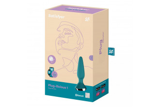 Бирюзовая анальная пробка с вибрацией Satisfyer Plug-ilicious 1 - 13,5 см.