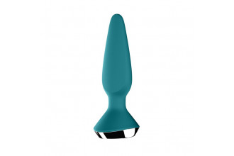 Бирюзовая анальная пробка с вибрацией Satisfyer Plug-ilicious 1 - 13,5 см.