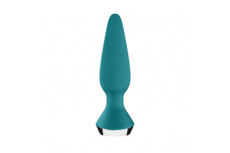 Бирюзовая анальная пробка с вибрацией Satisfyer Plug-ilicious 1 - 13,5 см.